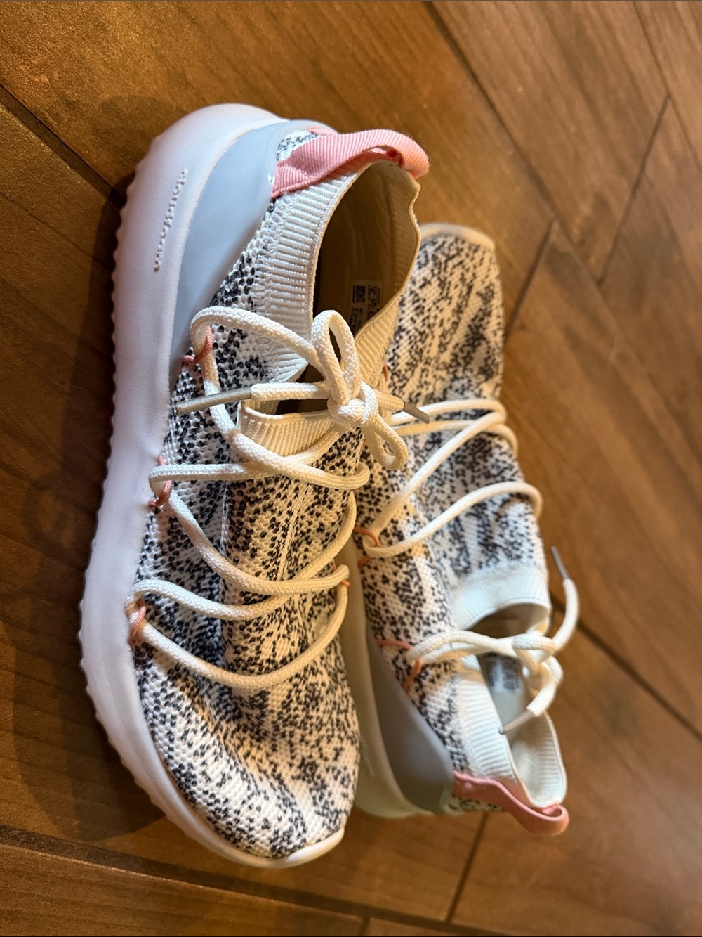adidas Women's Knit Sneakers in White and Pink